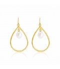 Brushed gold, pearl chandelier earrings