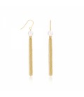 Freshwater drop earrings with long gold tassels
