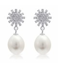 Starburst silver pave studs with freshwater pearls