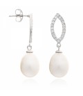 Pave Earrings With Tear Drop Pearls