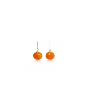Orange egg shaped MOP pearl earrings