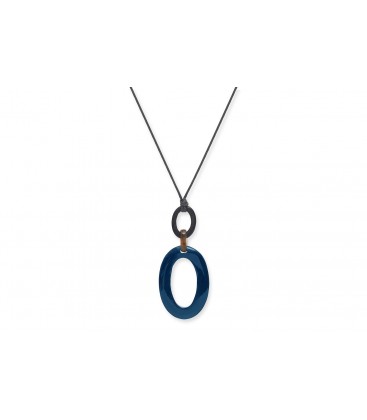 Boho Betty Ceto Horn, Blue & Black Necklace