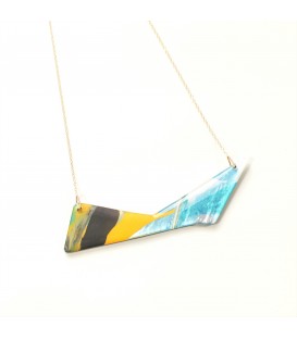 Jojo Blue 'Triangle' Yellow/Silver Grey Necklace