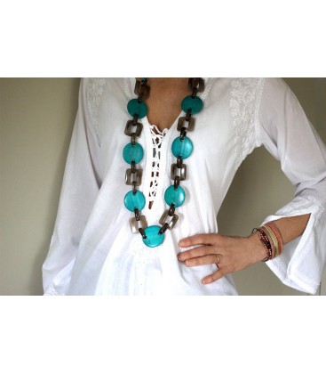 Boho Betty Themis Blue Linked Chain Necklace