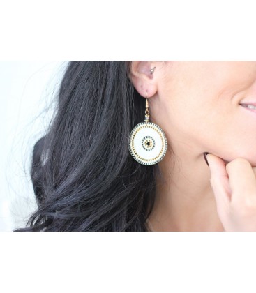 Boho Betty Sousta MOP Grey Beaded Earrings
