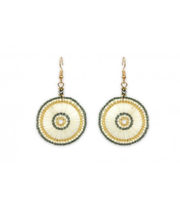 Boho Betty Sousta MOP Grey Beaded Earrings