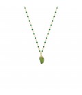 Mirabelle Green Onyx Rosary with Raw Peridot Pendant