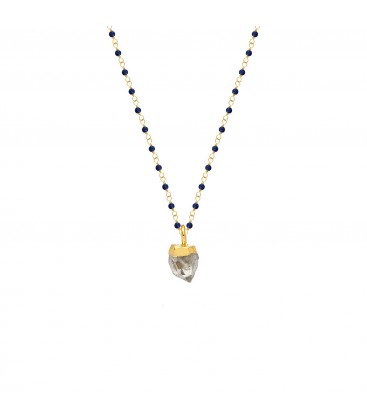 Mirabelle Lapis Rosary with Herkimer Diamond Pendant