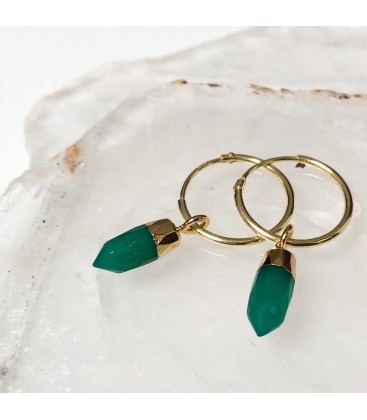 Mirabelle Mini Point Green Onyx Earrings
