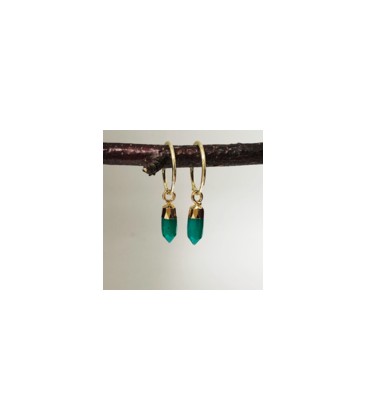 Mirabelle Mini Point Green Onyx Earrings