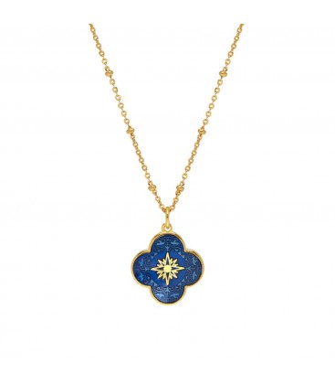 Mirabelle Petal Star Cross Enamel Medal Royal Blue