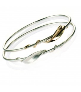 Silver Bangle with 9ct Gold Entwined Forged Leaf