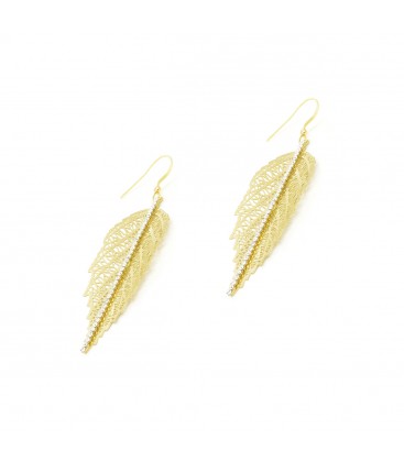 Leaf with Crystals Earrings