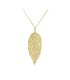 Large Leaf with Crystals Necklace Gold