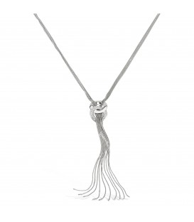 Long Silver/Crystal Pendant with Tassel
