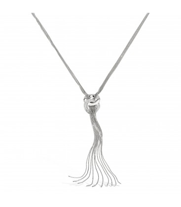 Long Silver/Crystal Pendant with Tassel