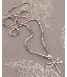Rosa Dragonfly Necklace in Pale Pink/Dusky Purple