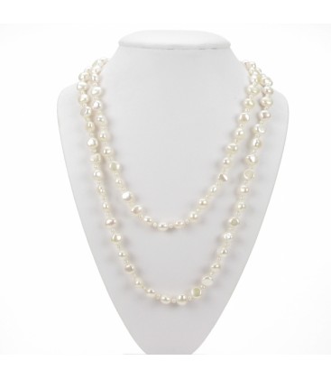 40" Loop White Pearls