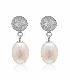 Disc Studs with white tear drop pearl