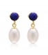 Lapis Stud with tear drop pearl
