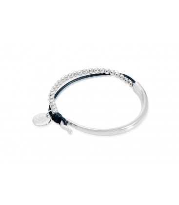 Boho Betty Beuvron Metallic Blue Leather Bracelet with Silver Balls