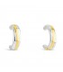Silver with Gold Small Semi Hoop Earrings