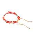 2 Strand Coral & Silver Friendship Bracelet by Boho Betty